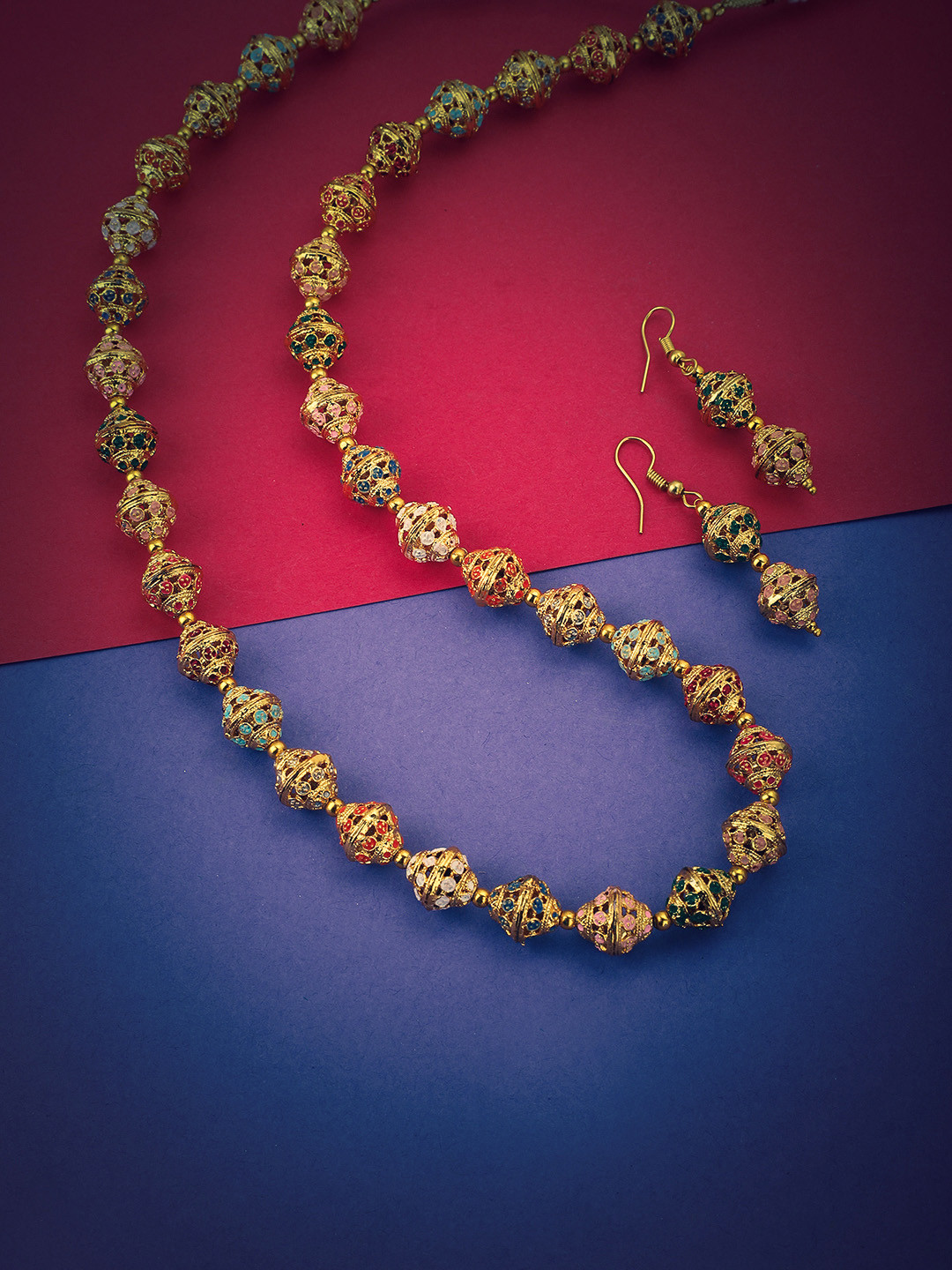 Buy KOLHA BY CARLTON Women Gold Plated Multicolor Stone Studded ...