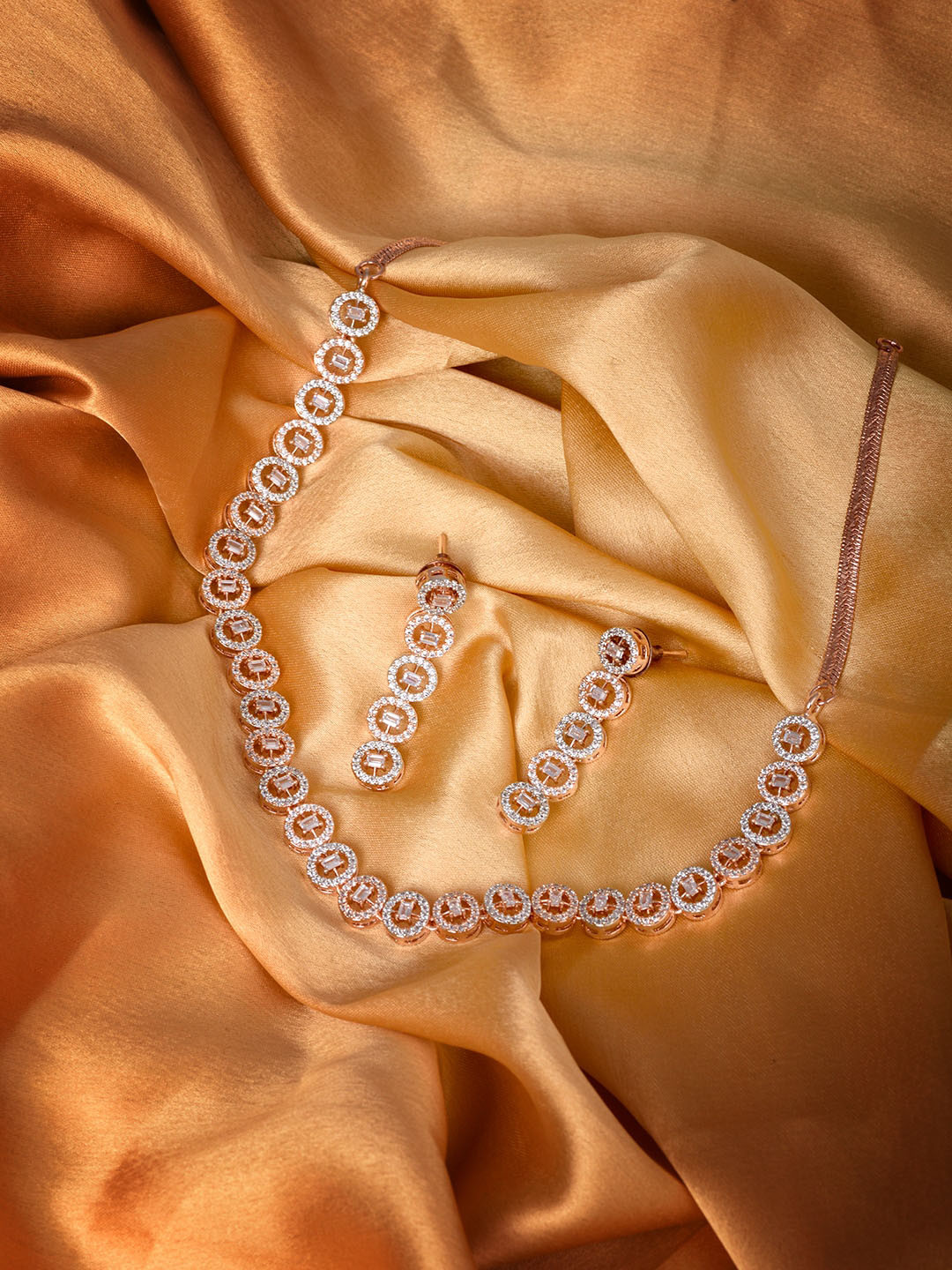 Buy Saraf RS Jewellery Rose Gold Plated White AD Studded Handcrafted