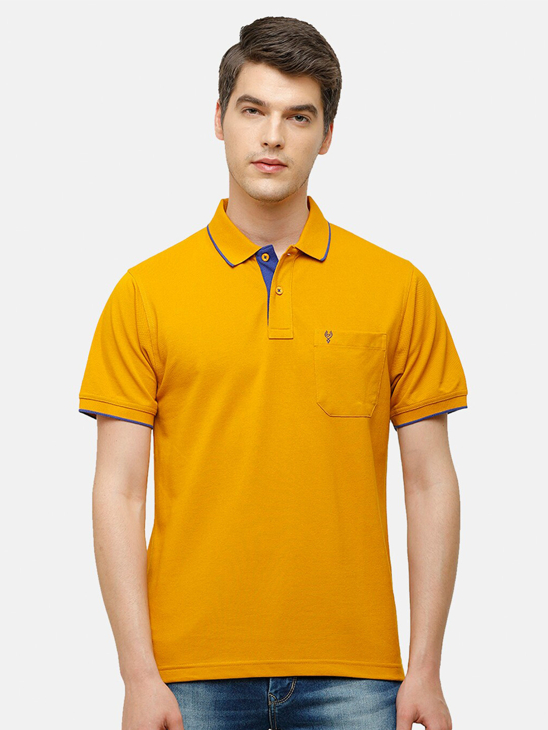 Buy Classic Polo Men Mustard Yellow Polo Collar T Shirt Tshirts for
