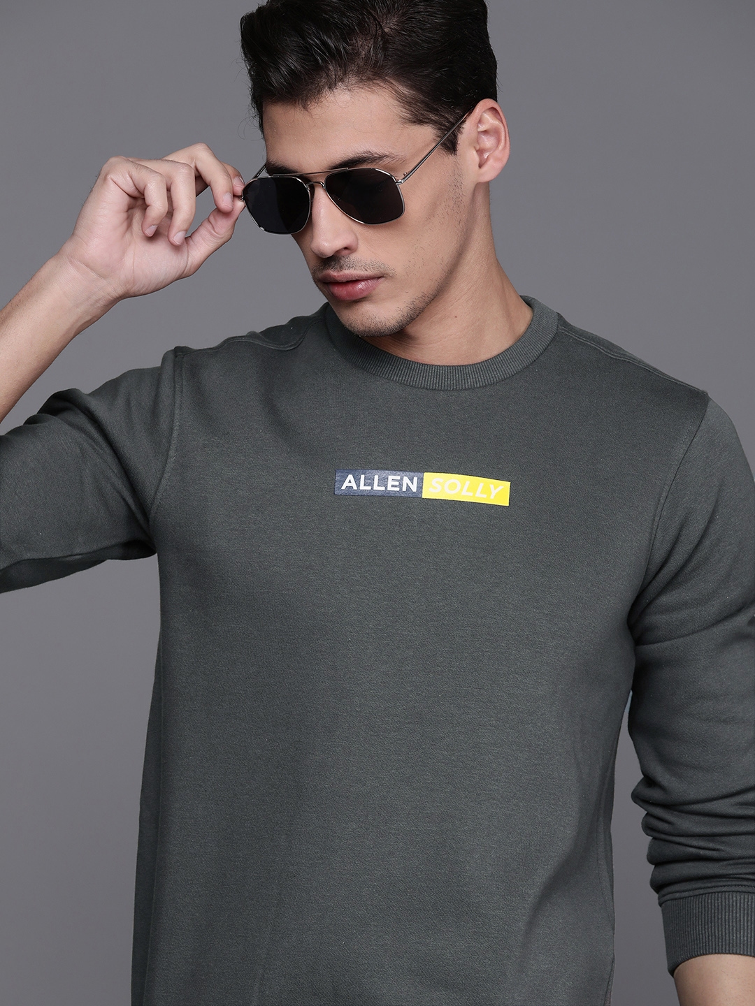 Buy Allen Solly Sport Men Charcoal Grey Brand Logo Print Sweatshirt ...