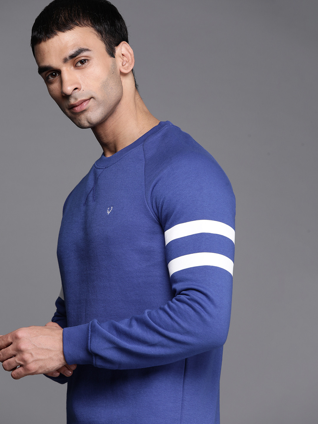 Buy Allen Solly Sport Men Blue Solid Sweatshirt Sweatshirts for Men