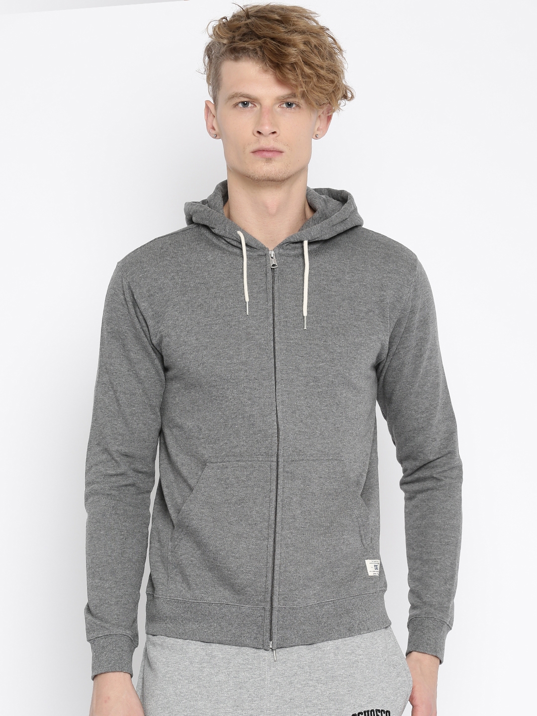 Buy DC Grey Melange Hooded Sweatshirt - Sweatshirts for Men 1548452 ...