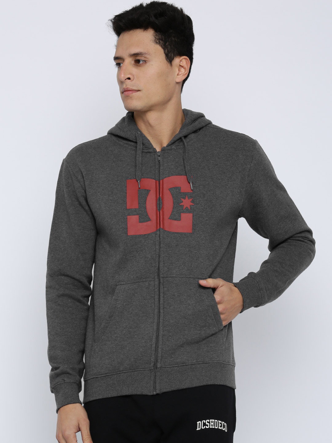 Buy DC Charcoal Grey Printed Hooded Sweatshirt Sweatshirts for Men