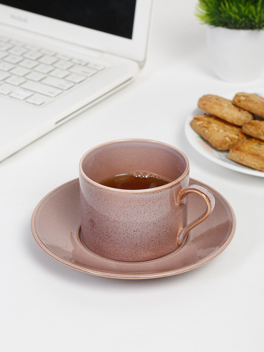 Buy Fabindia Brown Solid Bone China Cup And Saucer Cups And Mugs for