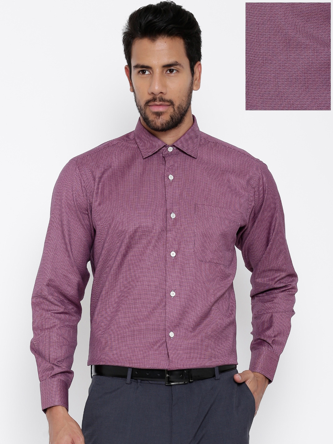 Buy Wills Lifestyle Men Mauve Patterned Formal Shirt - Shirts for Men ...