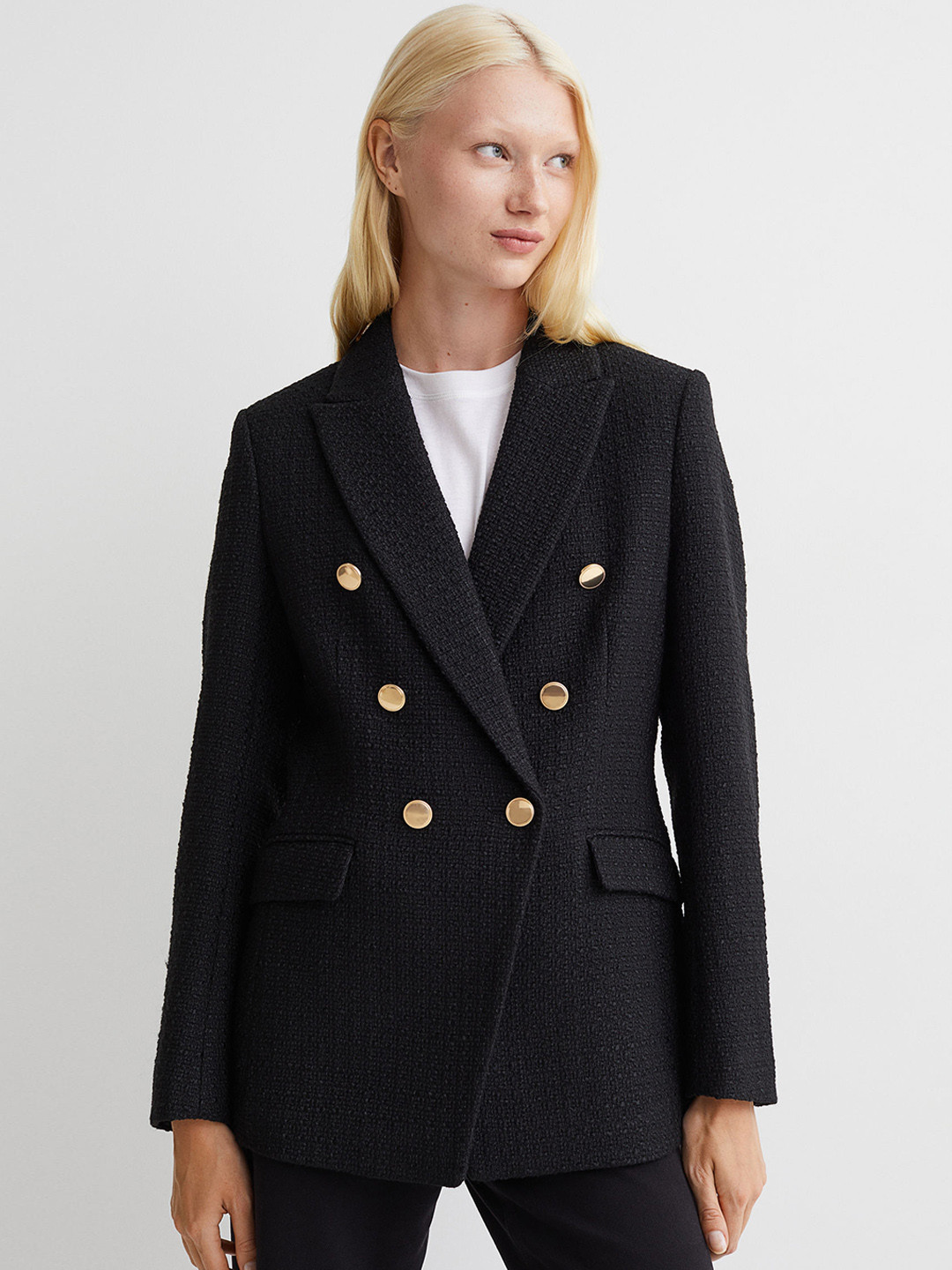 Buy H&M Women Black Boucl Blazer Blazers for Women 15491278 Myntra