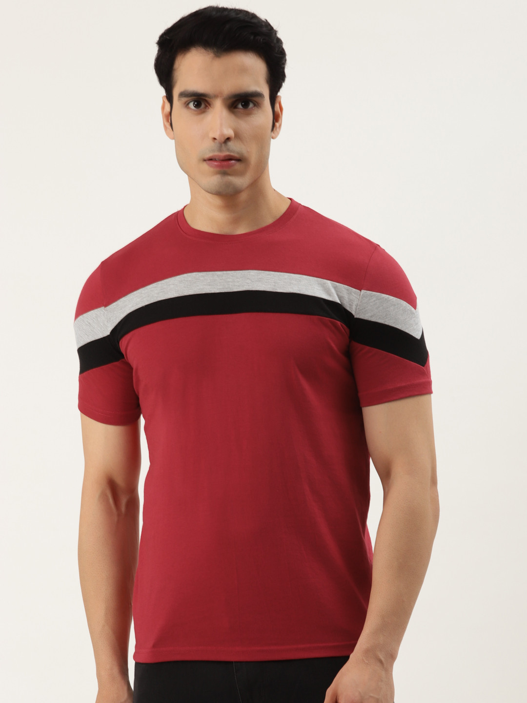 Buy GESPO Men Red & Black Striped T Shirt Tshirts for Men 15494192 Myntra