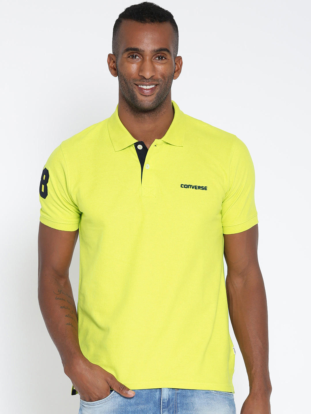 Buy Converse Men Lime Green Polo T Shirt Tshirts for Men 1549530 Myntra