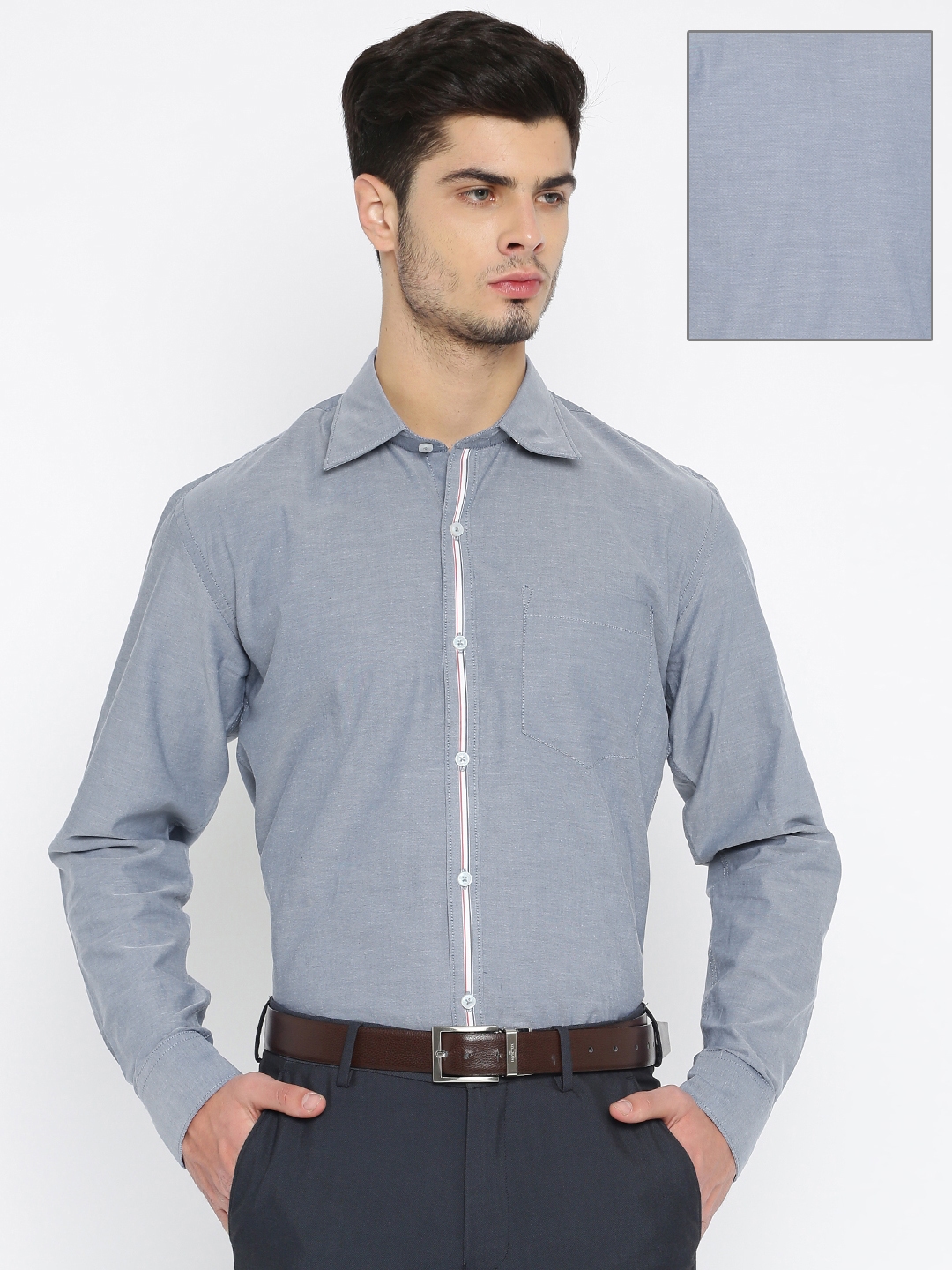 Buy American Crew Men Grey Slim Fit Solid Formal Shirt - Shirts for Men ...