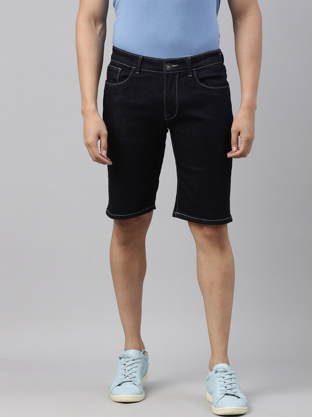 Buy American Bull Men Black Slim Fit Denim Shorts Shorts for Men