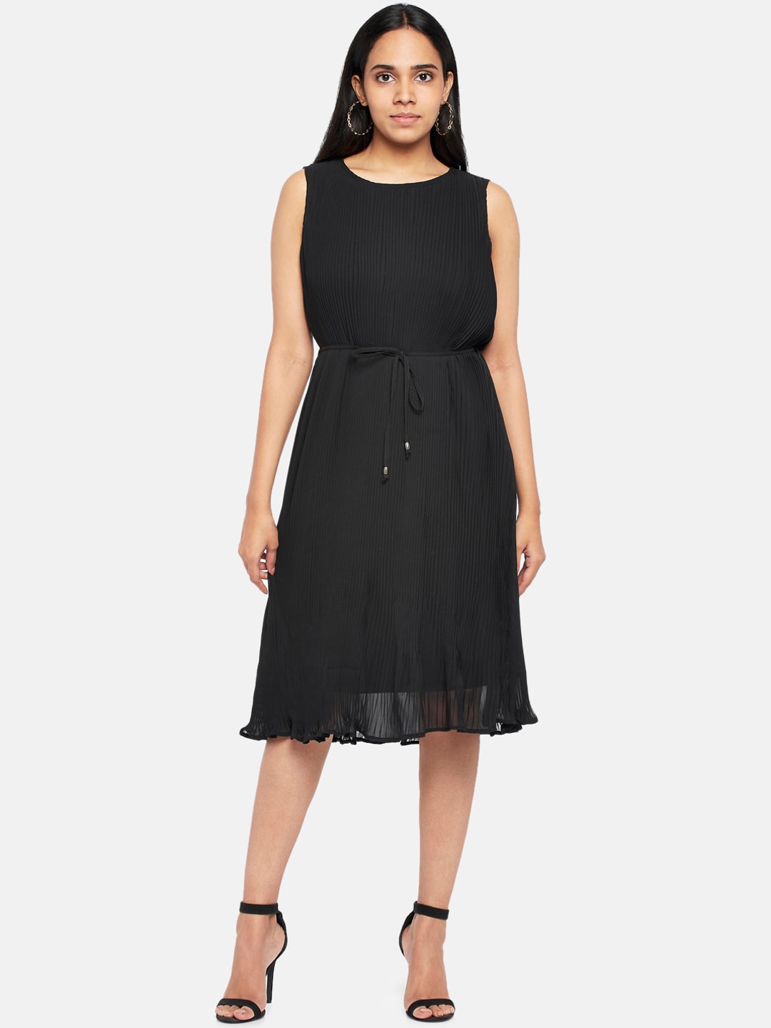 Buy People Black Self Striped Georgette Dress - Dresses for Women ...
