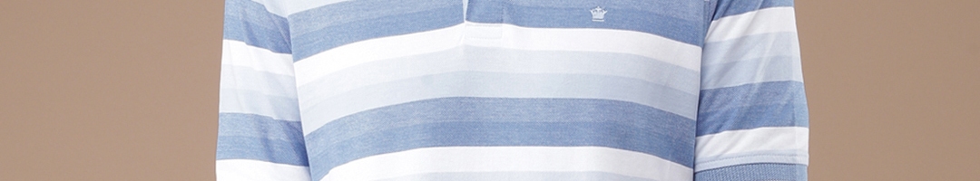 Buy Louis Philippe Men Blue & White Striped Polo T Shirt - Tshirts for Men 1550607 | Myntra
