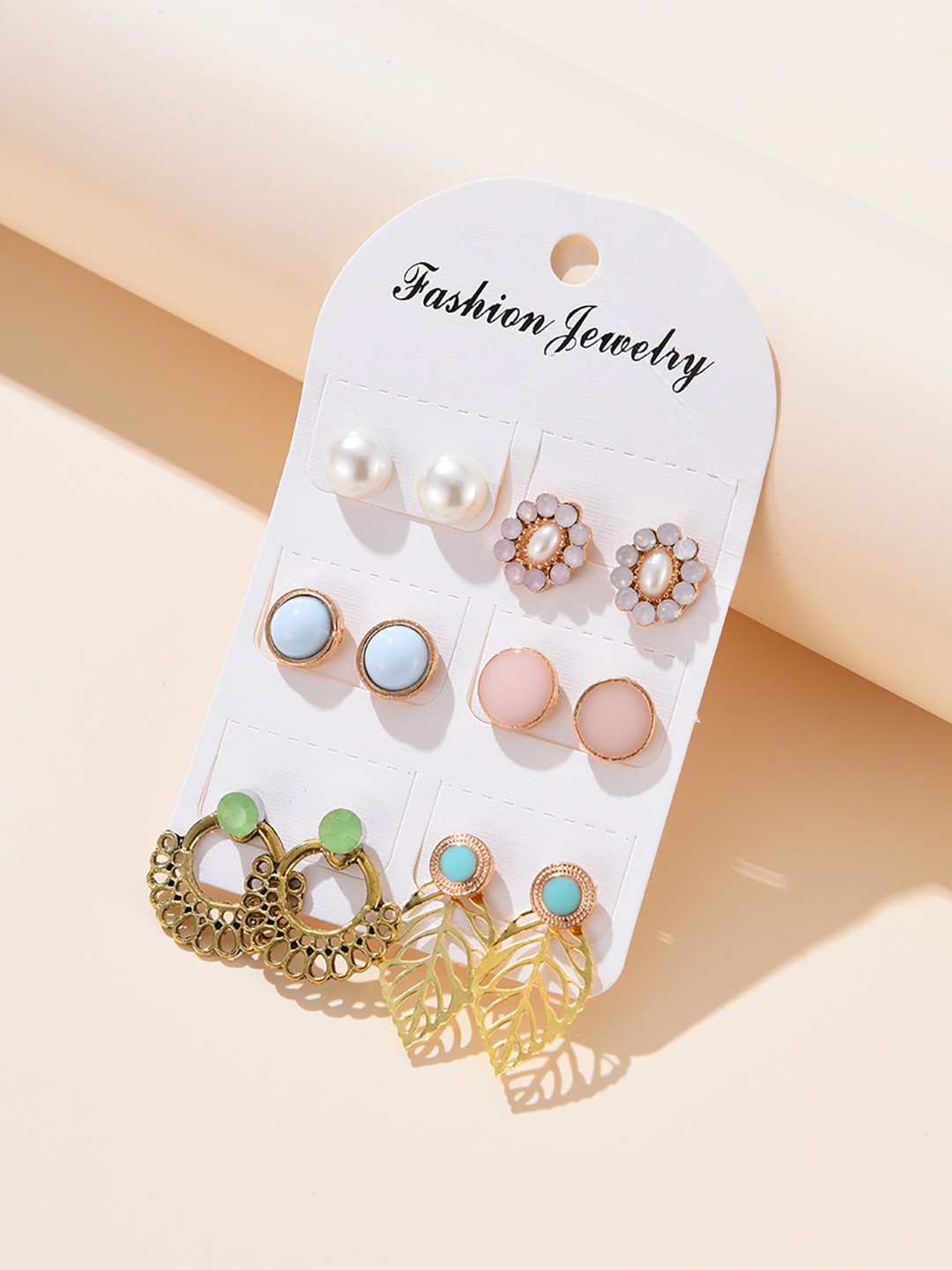 Buy URBANIC Set Of 6 Stone Studded & Beaded Earrings Earrings for