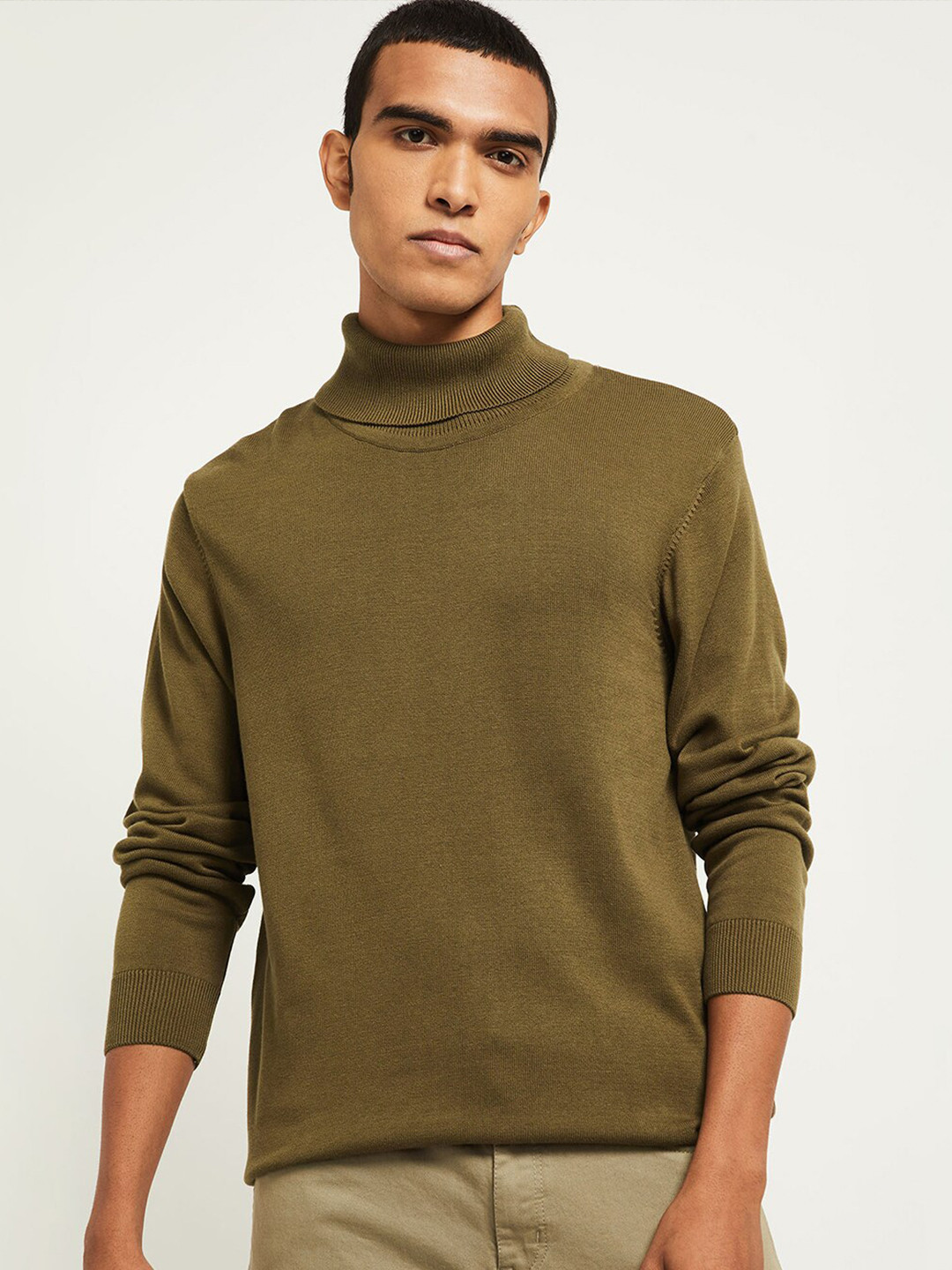 Buy Max Men Olive Green Sweater Pure Cotton Vest Sweaters for Men