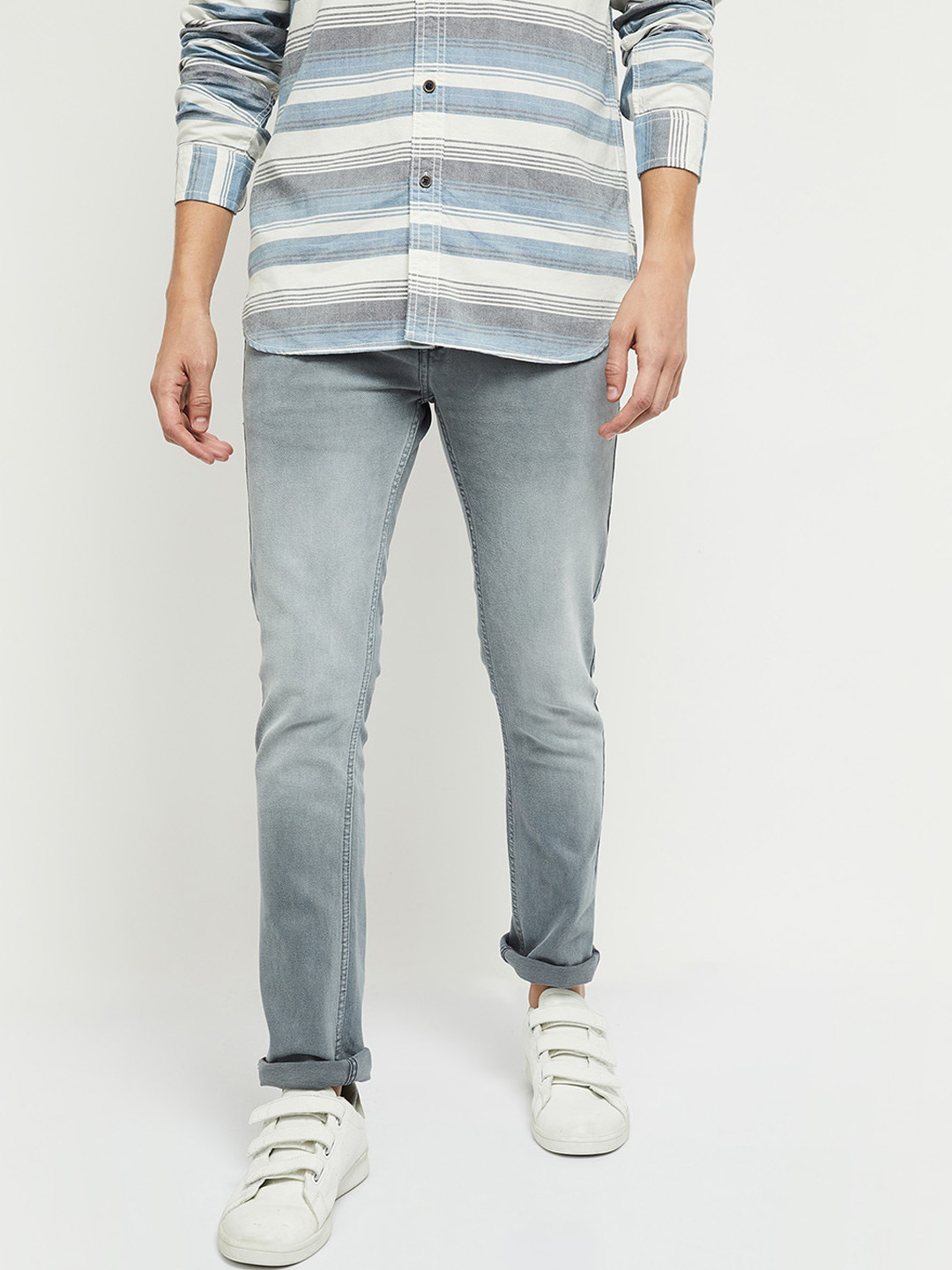 Buy Max Men Grey Slim Fit Heavy Fade Stretchable Jeans Jeans for Men