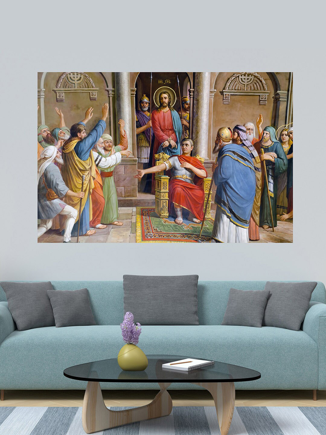Buy WENS Red & Blue Jesus Christ Printed Vinyl Wall Sticker - Decals ...