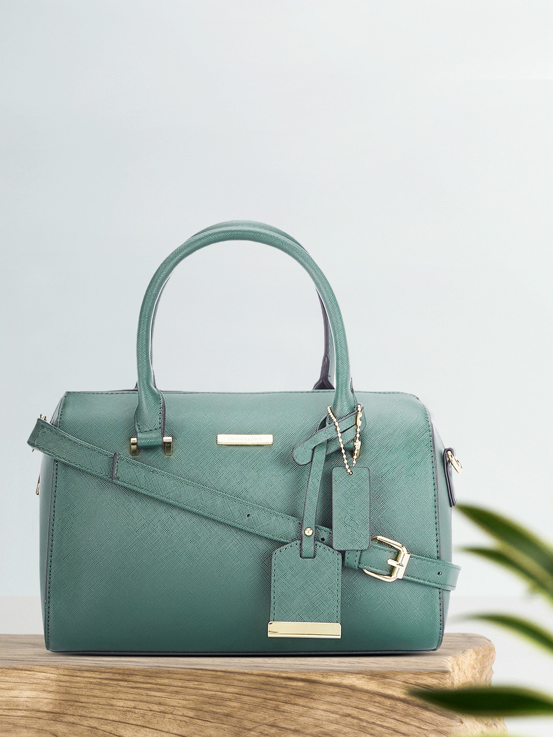 Buy Forever Glam By Pantaloons Woman Green PU Bowling Handheld Bag