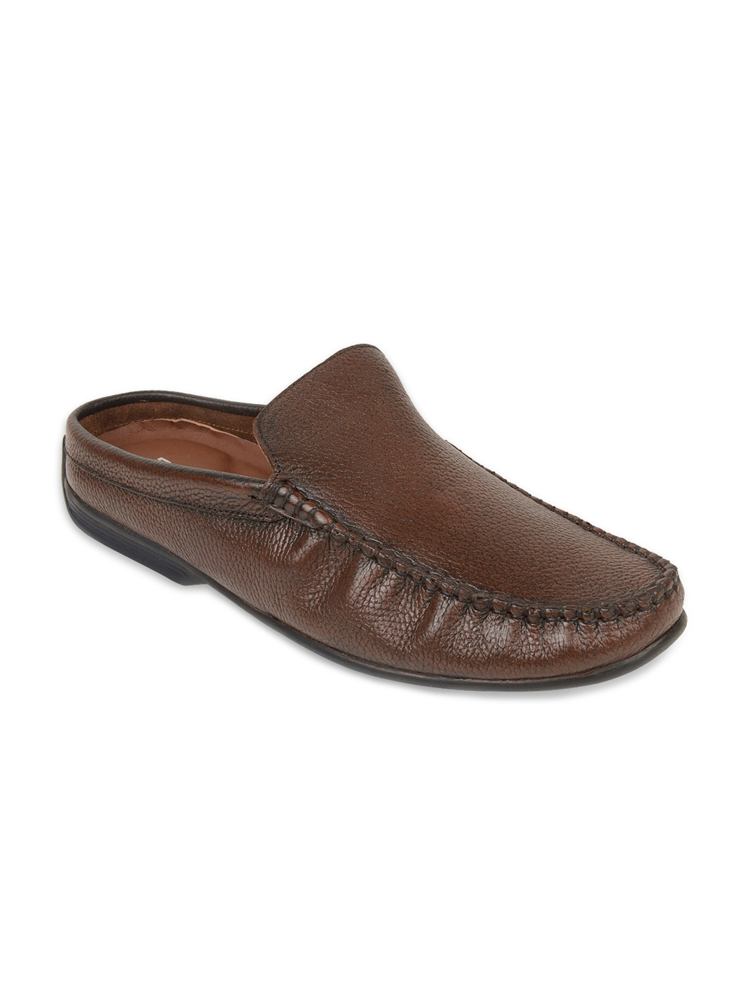mens brown leather mules