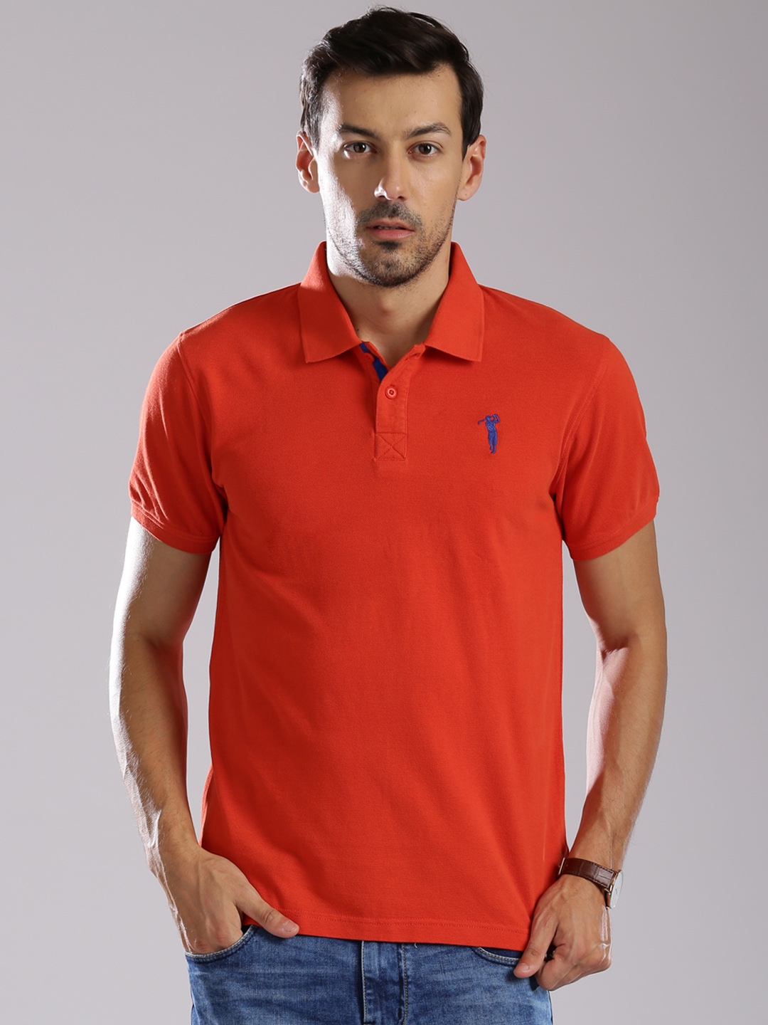 Buy Bossini Men Orange Solid Polo Collar T Shirt - Tshirts for Men 