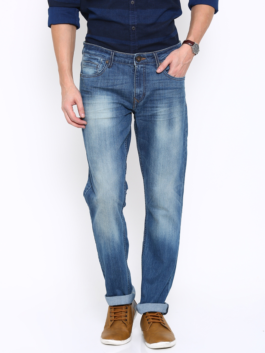 mens blue tapered jeans