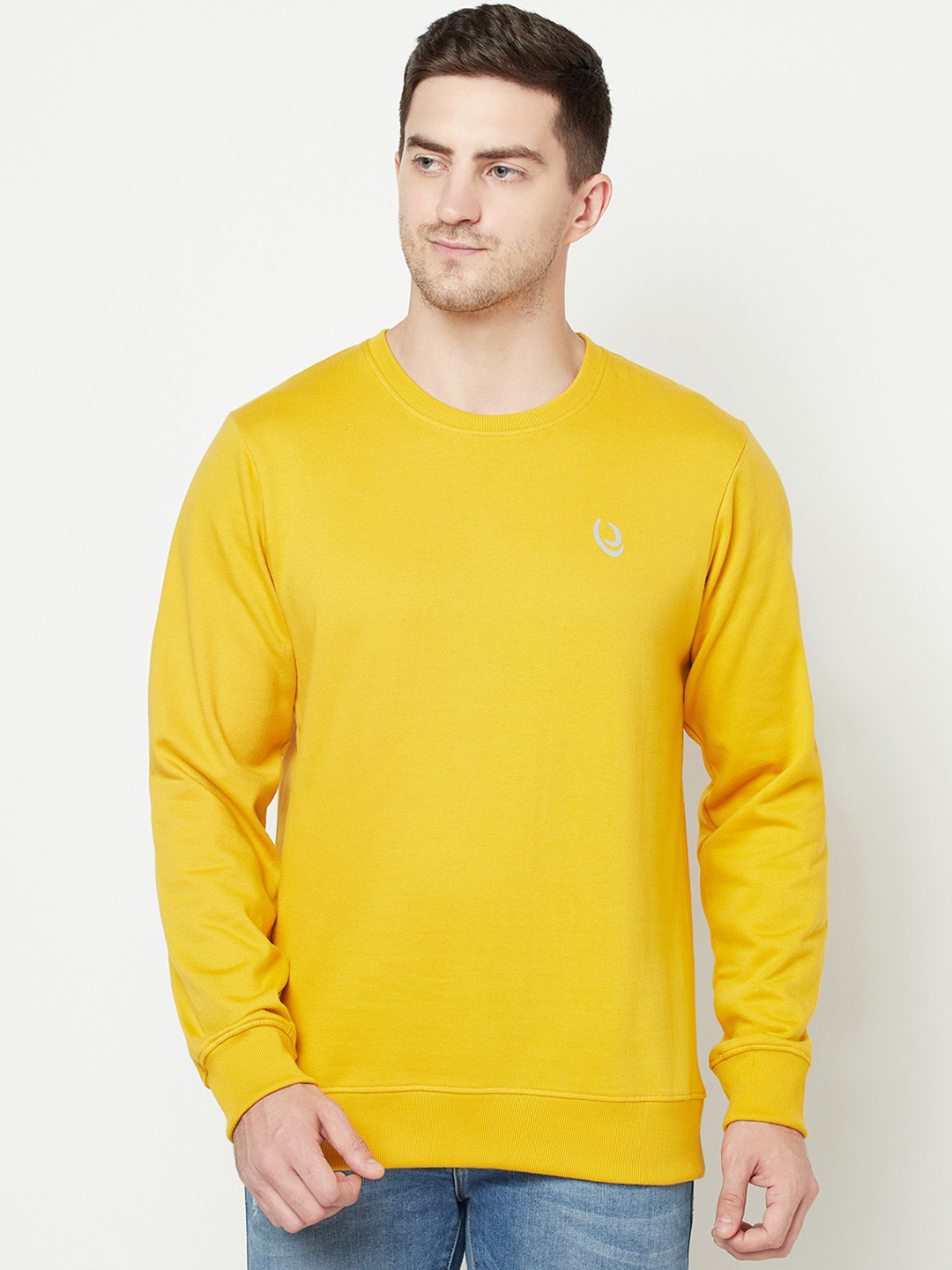 Buy ELEGANCE Men Mustard Solid Sweatshirt Sweatshirts for Men
