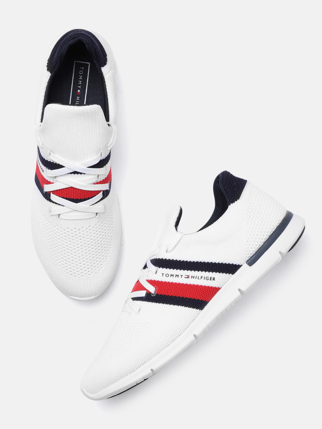 Buy Tommy Hilfiger Women White Woven Design Orthotic Friendly Sneakers