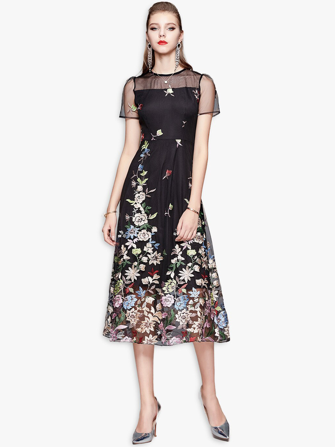 Buy JC Collection Black Floral Midi Dress Dresses for Women 15540232