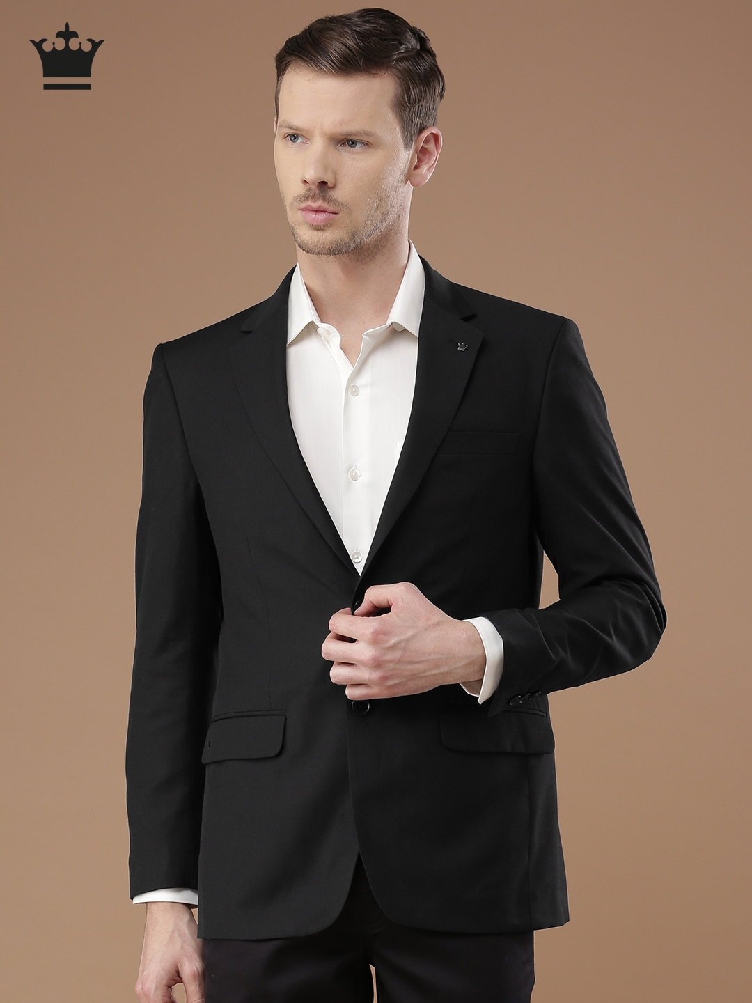Buy Louis Philippe Black Ultra Fit Single Breasted Formal Blazer ...