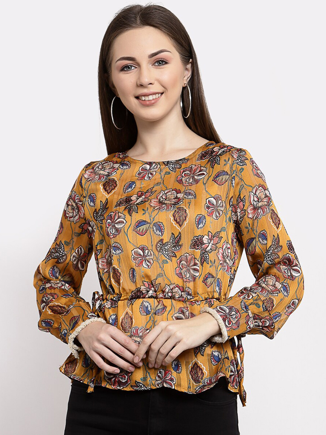 Buy Mafadeny Mustard Yellow Peplum Top Tops for Women 15542062 Myntra