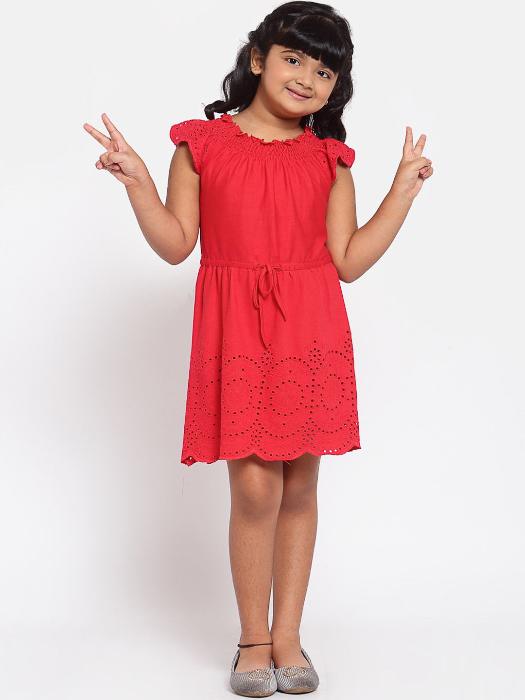 Buy NYNSH Red Cotton A Line Dress Dresses for Girls 15543458 Myntra