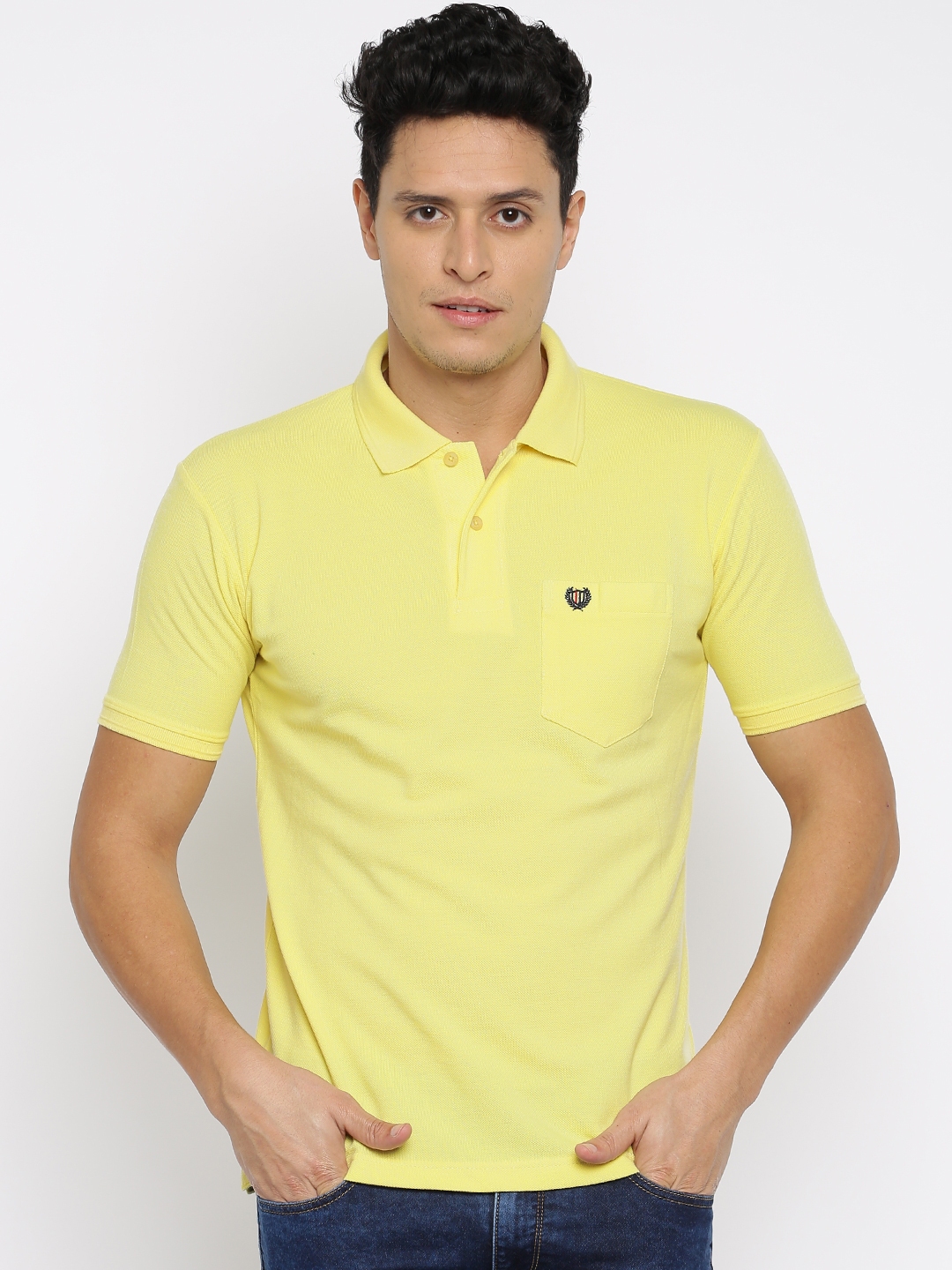 Buy Duke Men Yellow Solid Polo Collar T Shirt - Tshirts for Men 1554397 ...