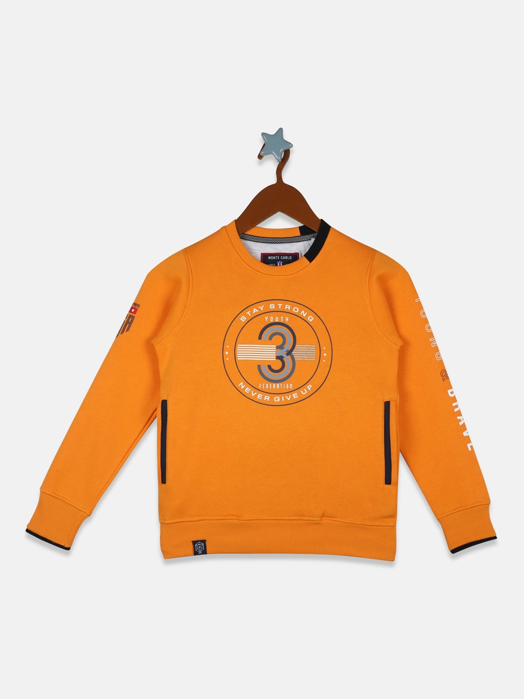 Buy Monte Carlo Boys Orange Printed Sweatshirt Sweatshirts for Boys