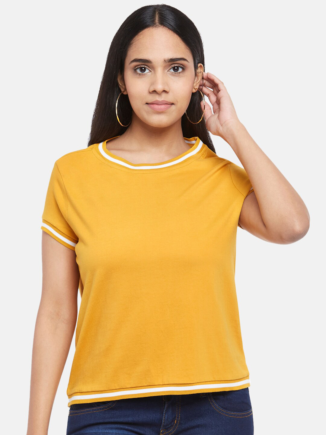 Buy People Woman Mustard Yellow Regular Top Tops for Women 15559890