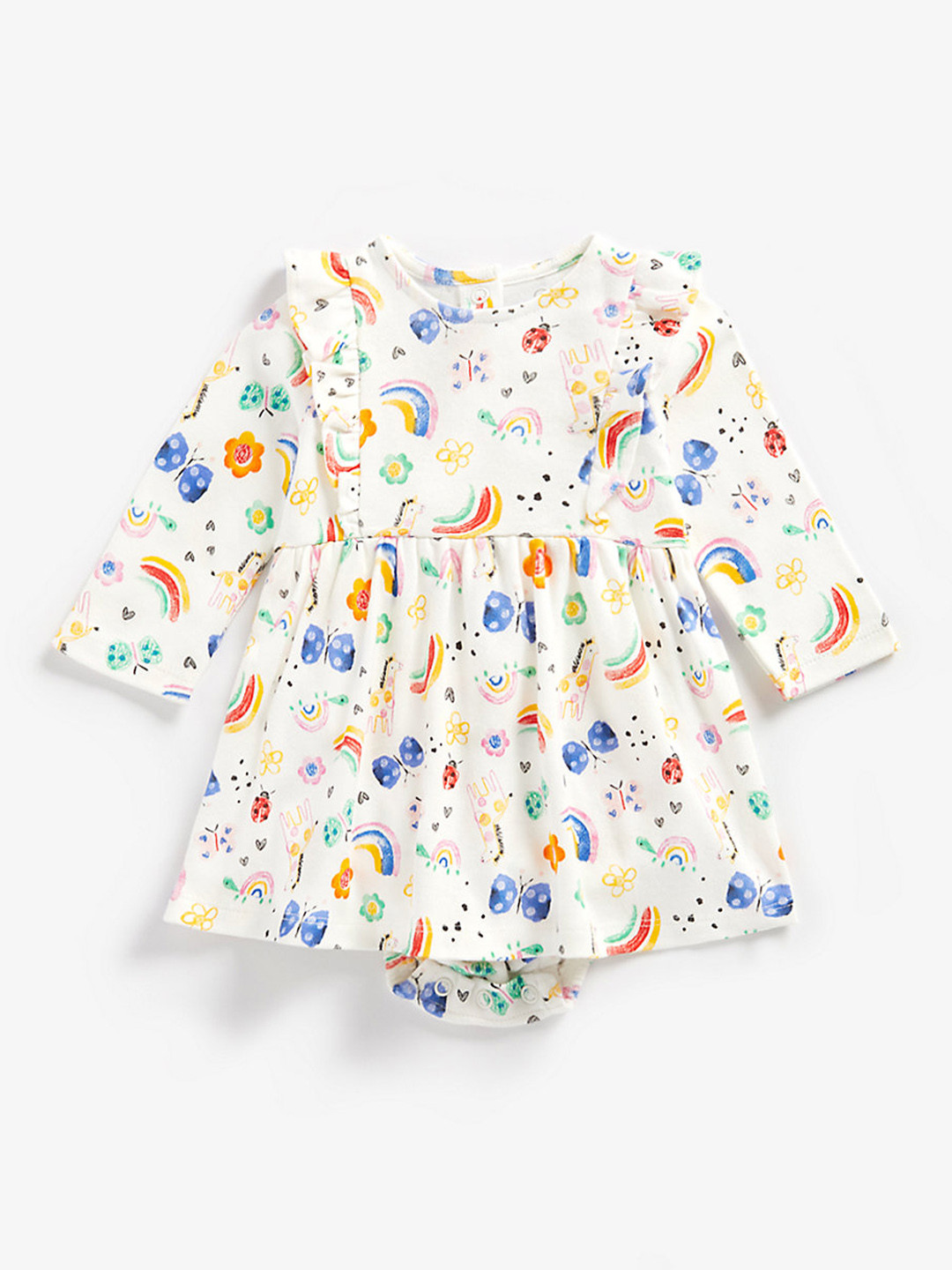 Buy Mothercare Infant Girls White Printed Rainbow Pure Cotton Romper