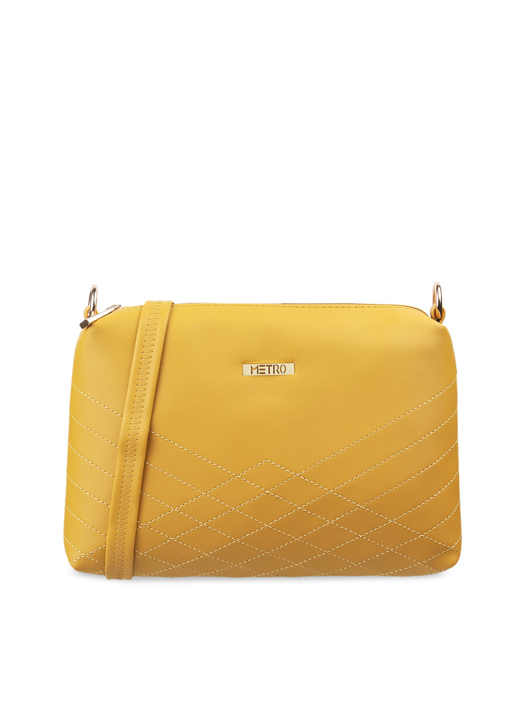 Buy Metro Yellow Structured Sling Bag Handbags for Women 15562580