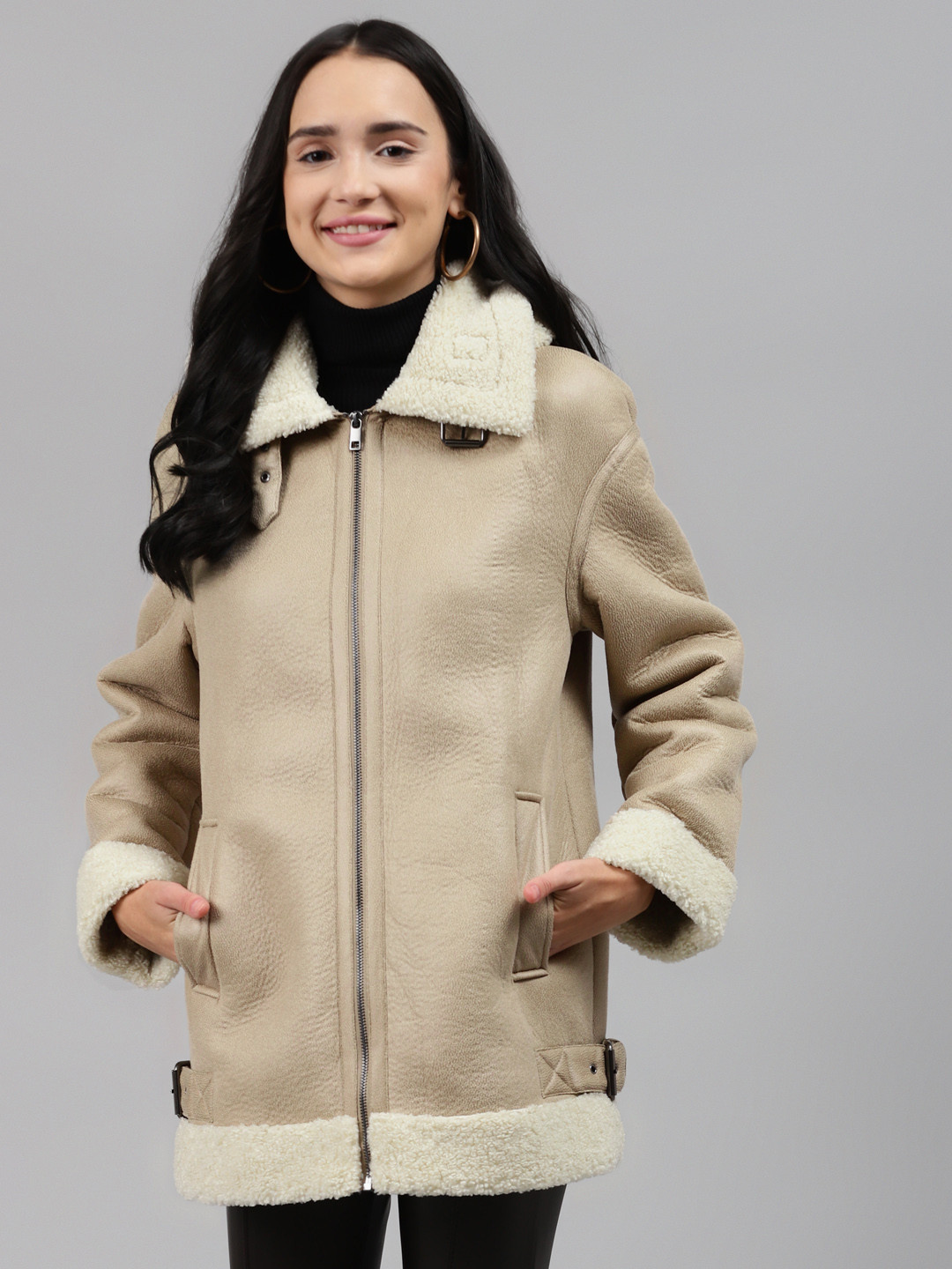 Buy Marks & Spencer Women Cream Solid Hooded Overcoat Coats for Women