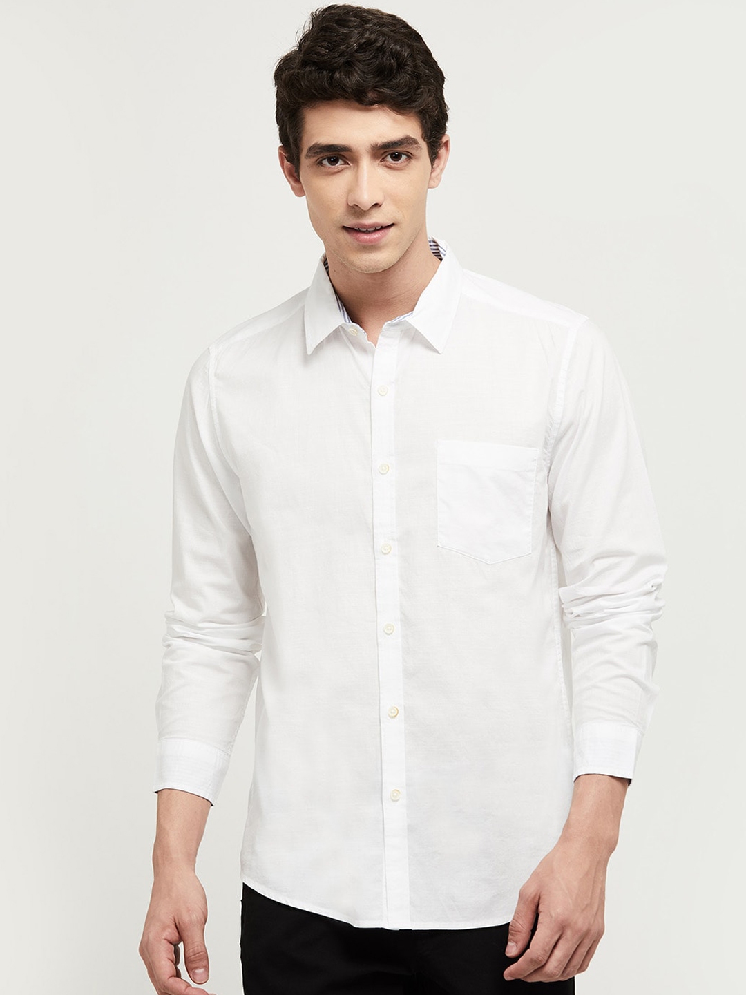 Buy Max Men White Opaque Pure Cotton Casual Shirt - Shirts for Men ...