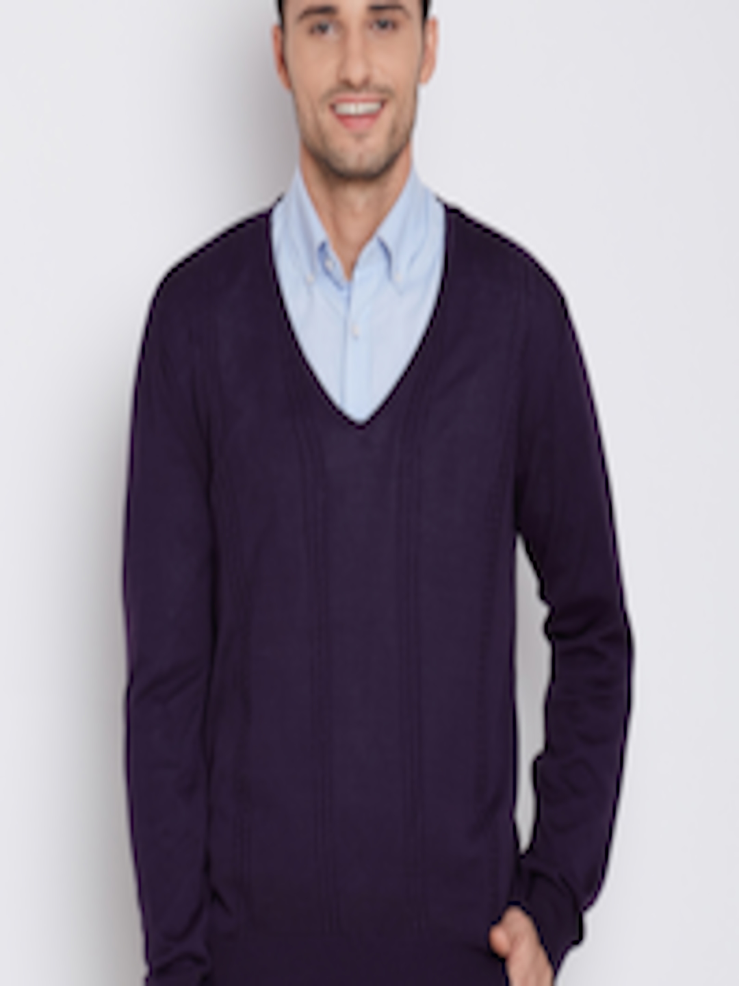 Buy Blackberrys Men Purple Cable Knit Sweater - Sweaters for Men ...