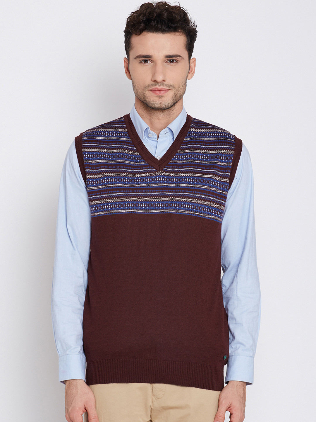 Buy Blackberrys Men Maroon Patterned Sweater Sweaters for Men 1556953
