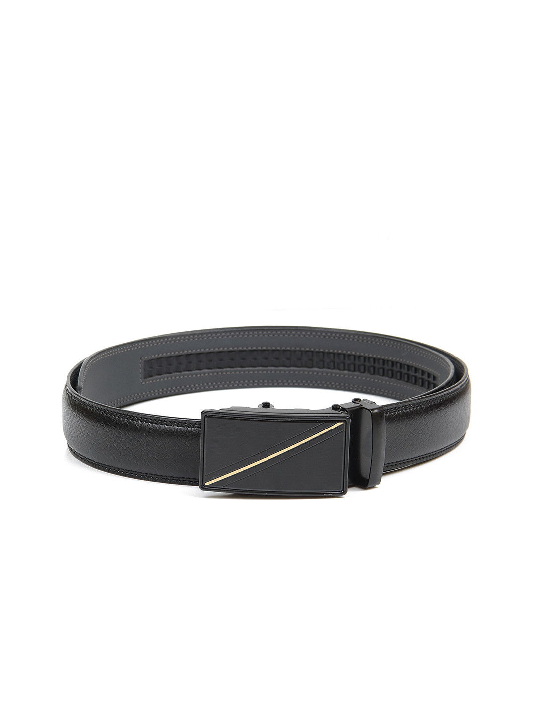Buy Calvadoss Men Black Textured Autoratch No Holes Belt Belts for