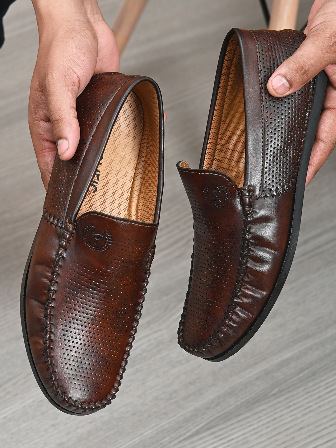 Buy Prolific Men Brown Perforations Loafers Casual Shoes for Men