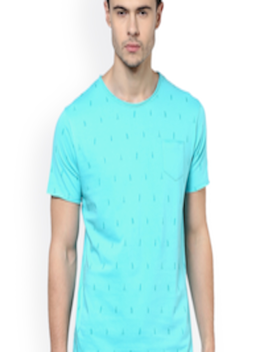 Buy ELABORADO Blue Printed Pure Cotton T Shirt - Tshirts for Men ...