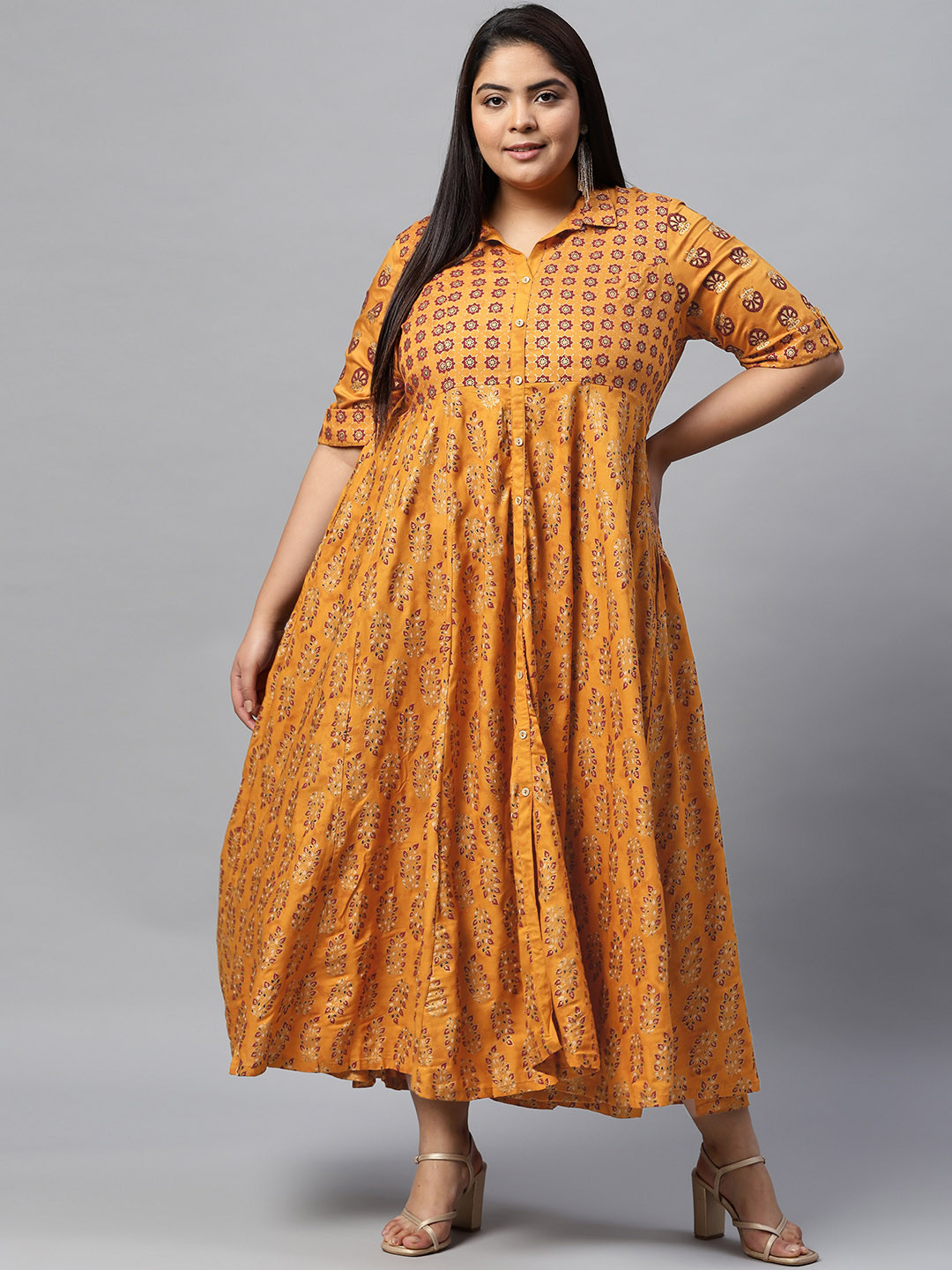 Buy Rangriti Mustard Yellow Maxi Dress - Ethnic Dresses for Women 15574250 | Myntra