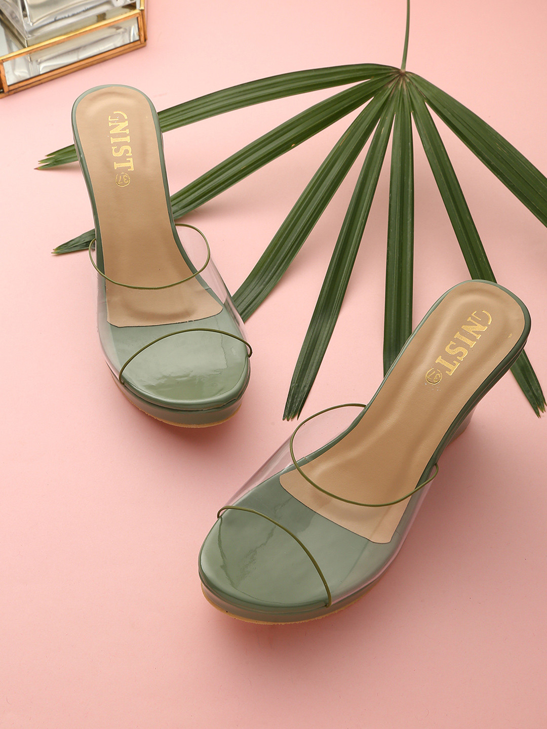 olive green wedge heels