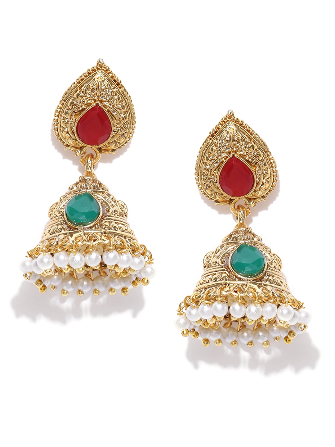 Buy Fida Gold Toned Stone Studded Jhumka Earrings - Earrings for Women 1557864 | Myntra