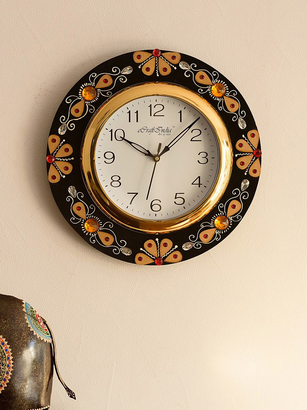 Buy ECraftIndia White Dial Handcrafted 30.48 Cm Analogue Wall Clock