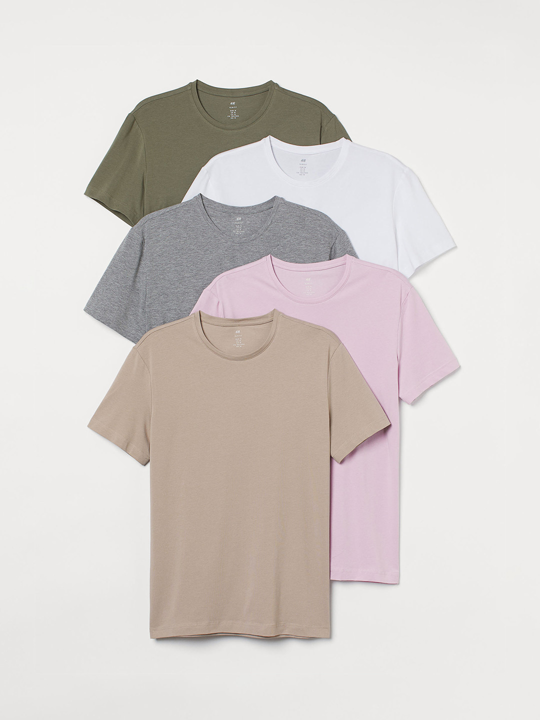Buy H&M Men Multicoloured 5 Pack T Shirts Slim Fit Tshirts for Men