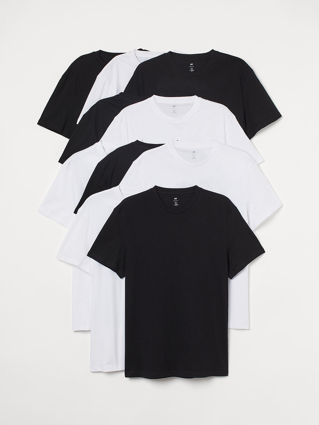 Buy H&M Men White & Black 10 Pack Regular Fit T Shirts Tshirts for