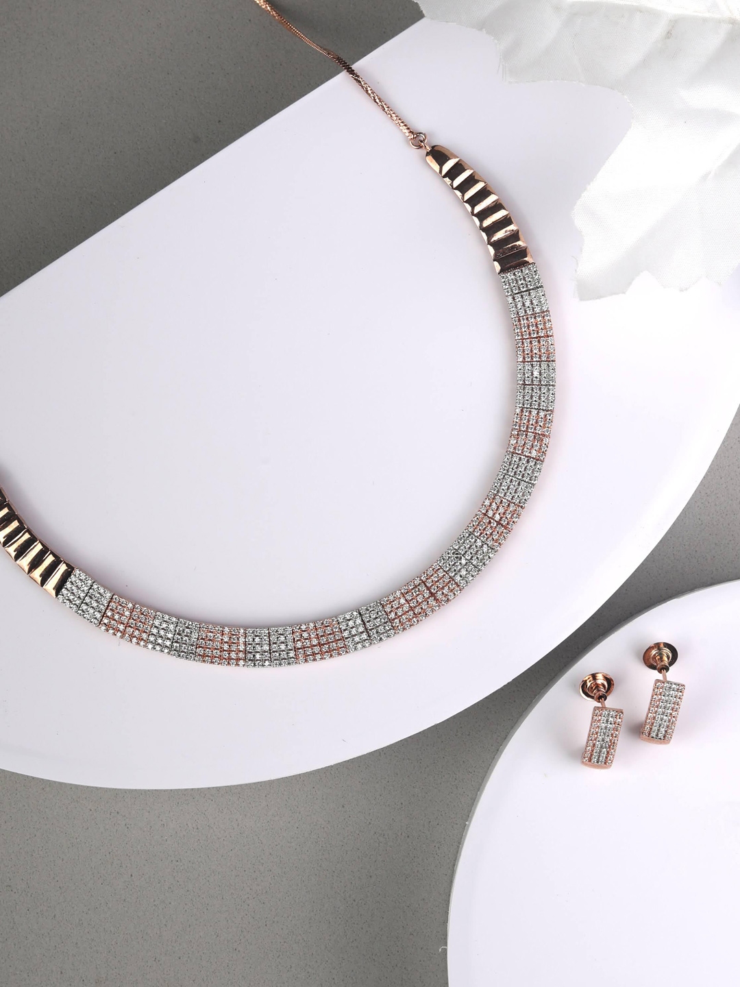 Buy Priyaasi Rose Gold Plated White AD & CZ Studded Handcrafted