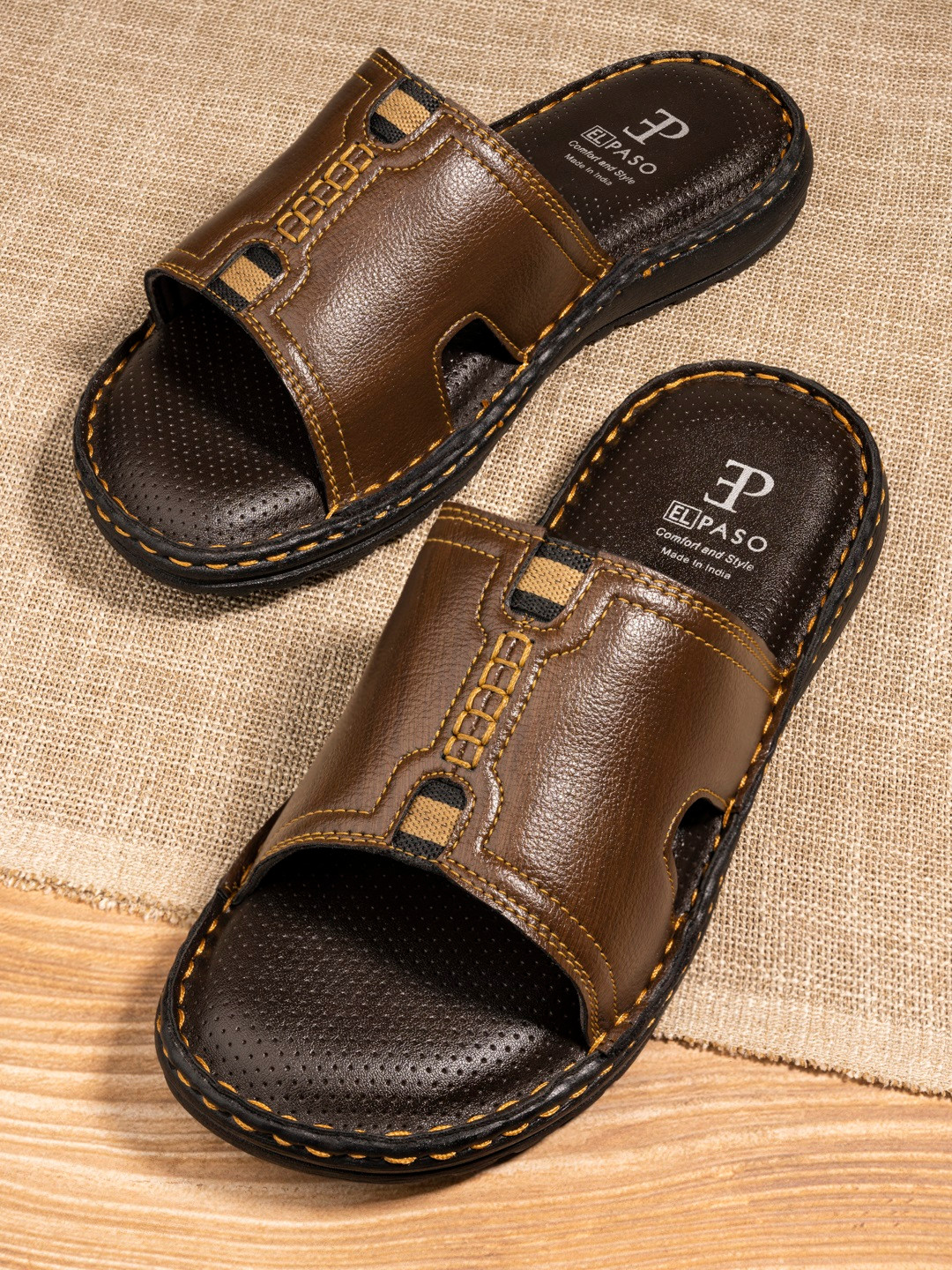 Buy El Paso Men Brown Sliders - Flip Flops for Men 15584332 | Myntra